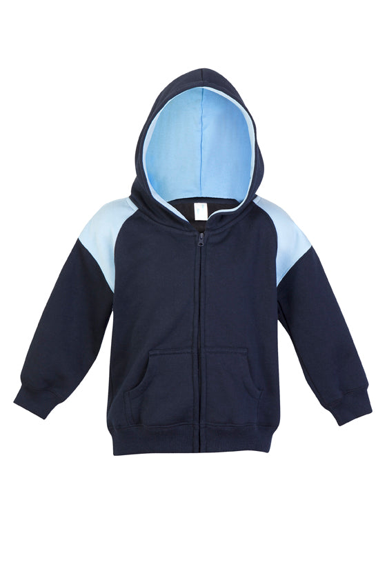 F335ZZ-Kids Shoulder  Contrast Panel Hoodies with Zipper