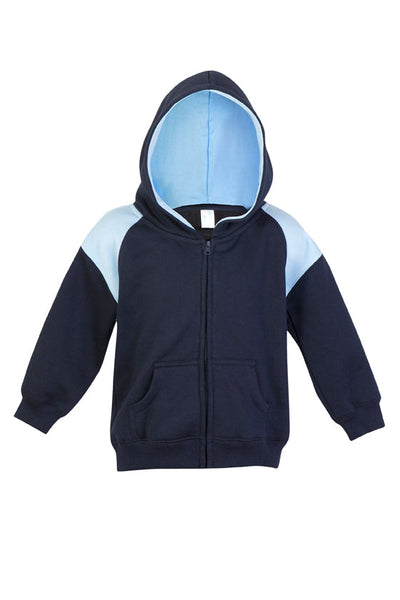 F335ZZ-Kids Shoulder  Contrast Panel Hoodies with Zipper