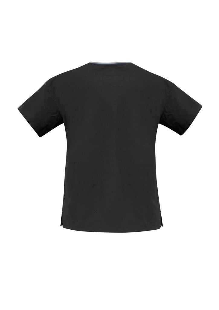H10722-Ladies Contrast Crossover Scrubs Top