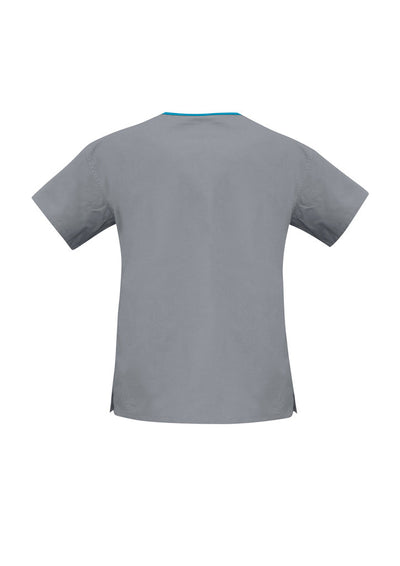 H10722-Ladies Contrast Crossover Scrubs Top