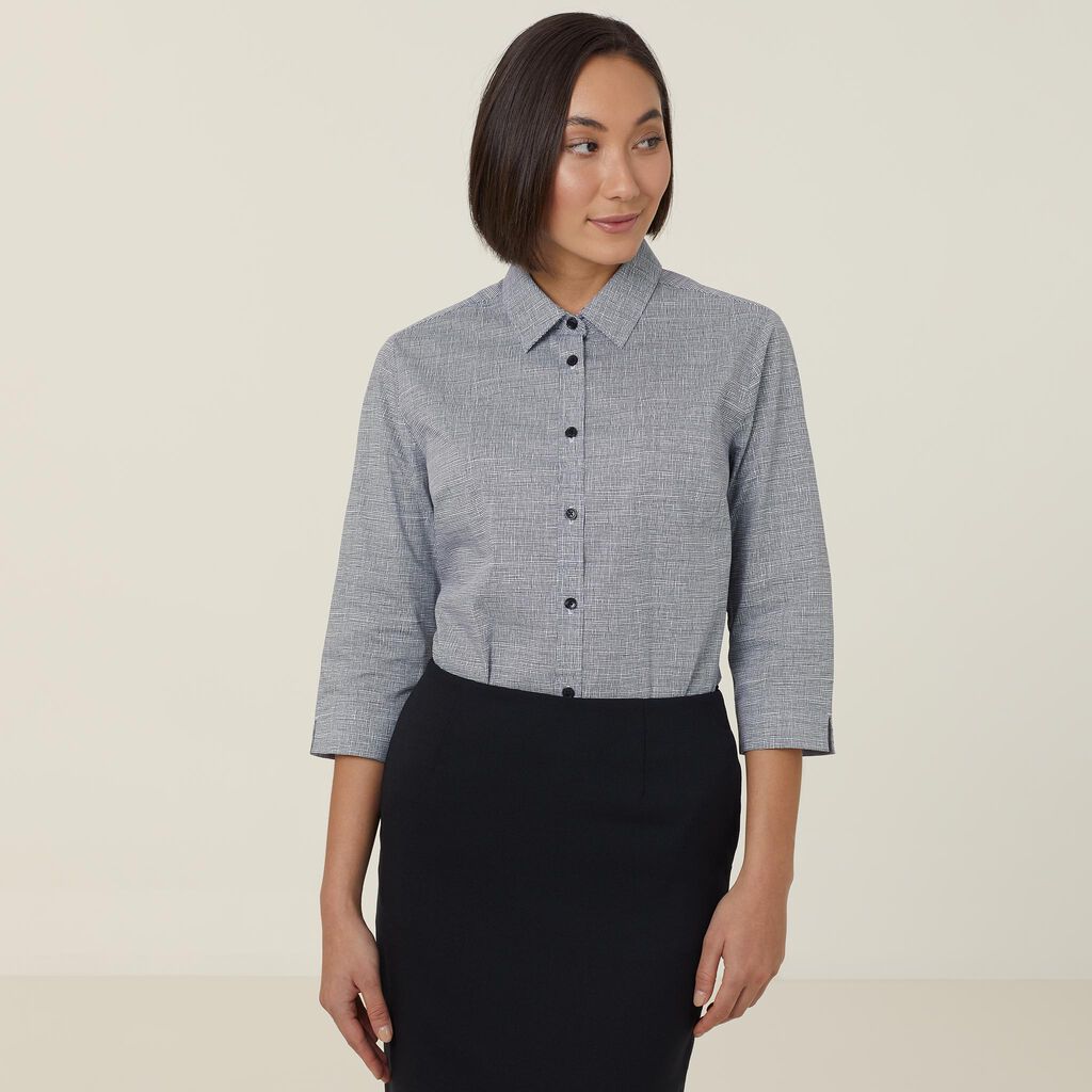 AVIGNON ABSTRACT PRINT STRETCH 3/4 SLEEVE SHIRT