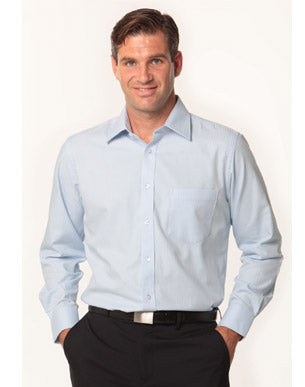 M7112 Men's Mini Herringbone Long Sleeve Shirt