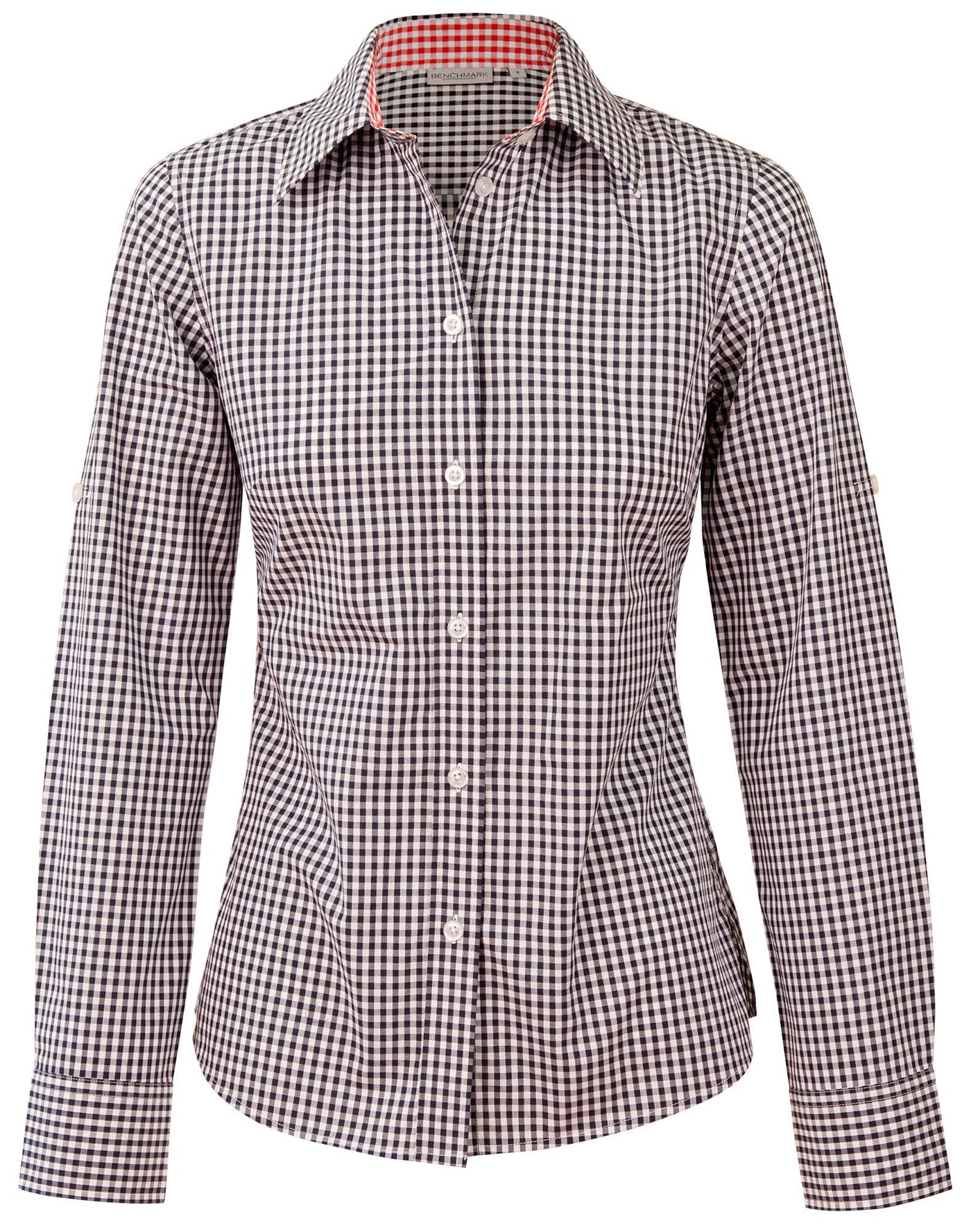 M8330L Ladies' Gingham Check Long Sleeve Shirt