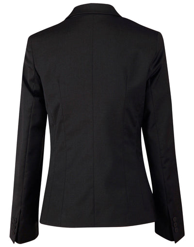 M9201 Ladies' Wool Blend Stretch One Button Cropped Jacket