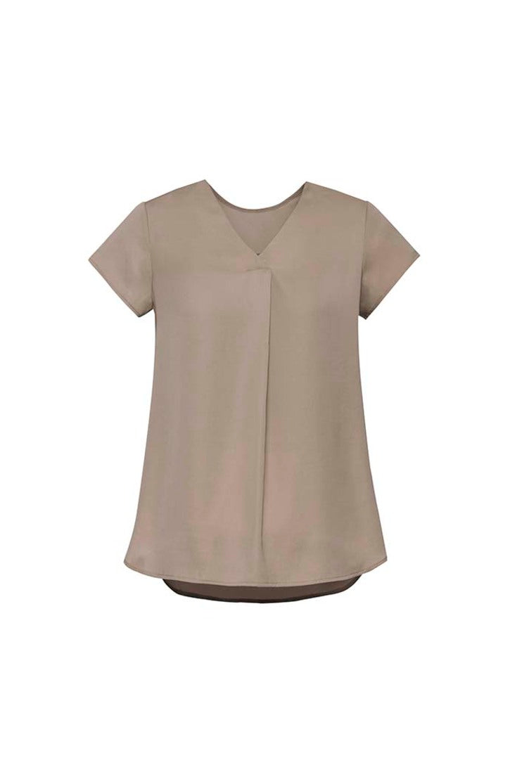 RB967LS-Kayla Womens V-neck Pleat Blouse