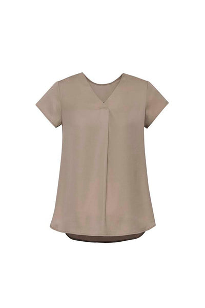 RB967LS-Kayla Womens V-neck Pleat Blouse