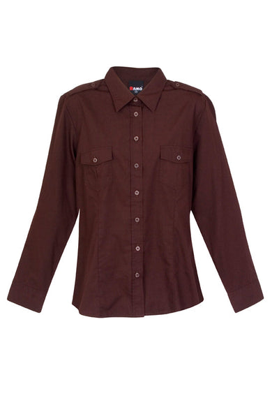 S002FL-Ladies Military Long Sleeve  Shirt