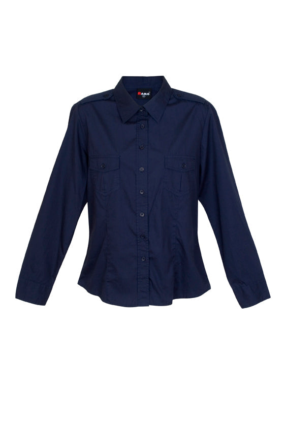 S002FL-Ladies Military Long Sleeve  Shirt