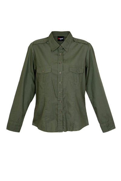 S002FL-Ladies Military Long Sleeve  Shirt