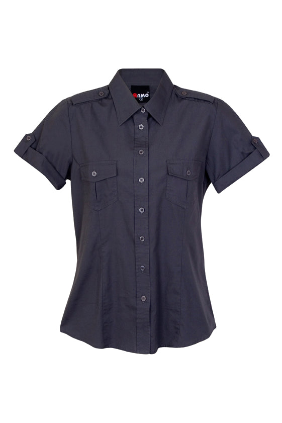 S002FS-Ladies Military Short Sleeve  Shirt