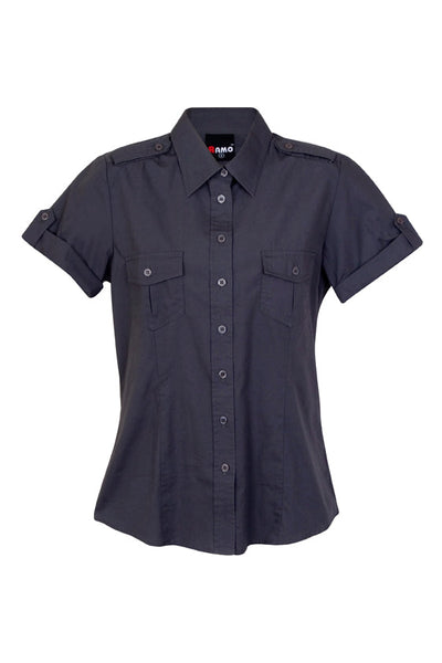 S002FS-Ladies Military Short Sleeve  Shirt