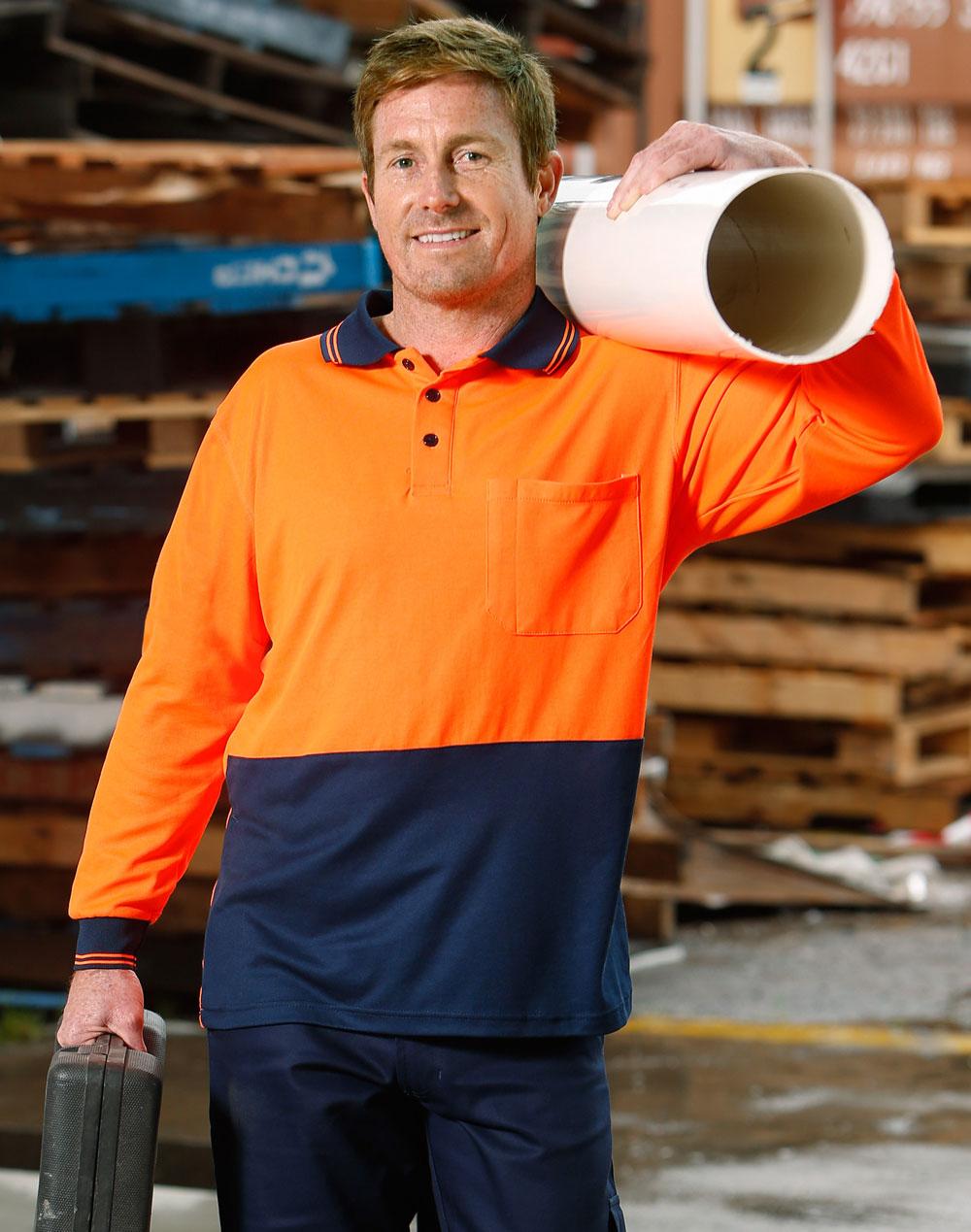 AIW SW05TD HI-VIS TRUEDRY MICRO-MESH SAFETY LONG SLEEVE POLO