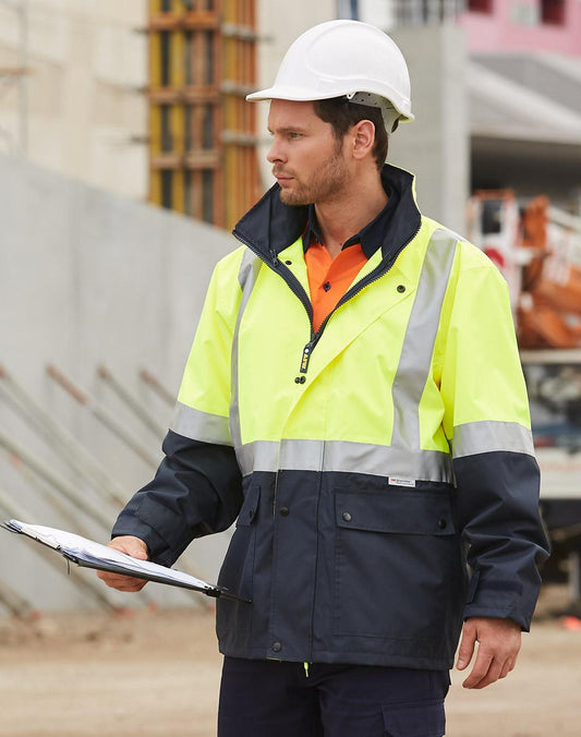 AIW SW18A HI-VIS TWO TONE RAIN PROOF SAFETY JACKET WITH MESH LINING & 3M TAPES