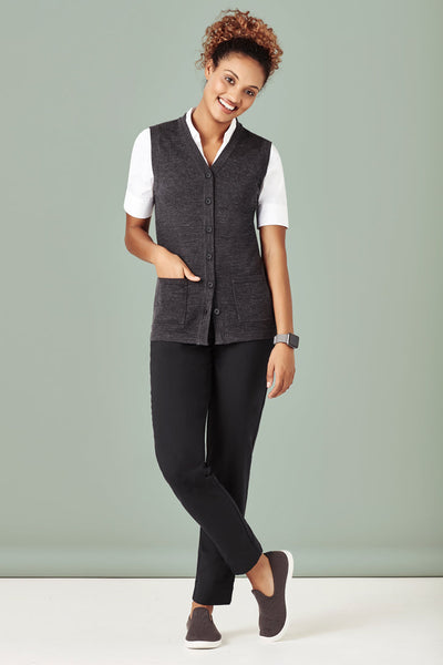 CK961LV-Womens Button Front Knit Vest