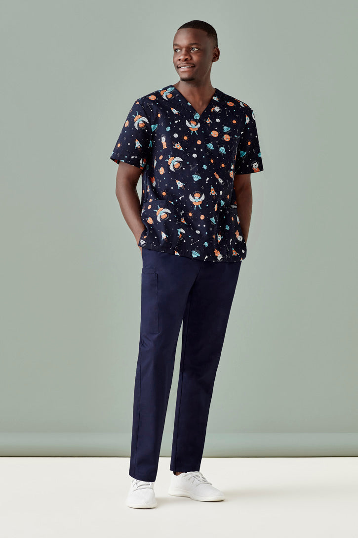 CST148MS-Space Party Mens Scrub Top