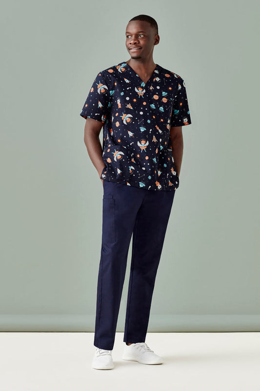 CST148MS-Space Party Mens Scrub Top