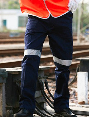 WK1234-Cotton Drill Work Pants With Reflective Tape