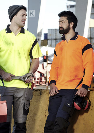 ZH249-Mens Hi Vis Aztec Polo - Long Sleeve