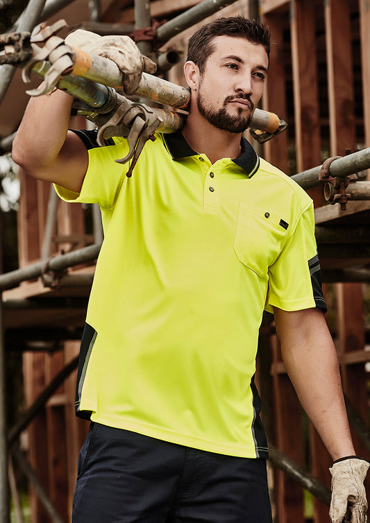 ZH465-Mens Reinforced Hi Vis Squad S/S Polo