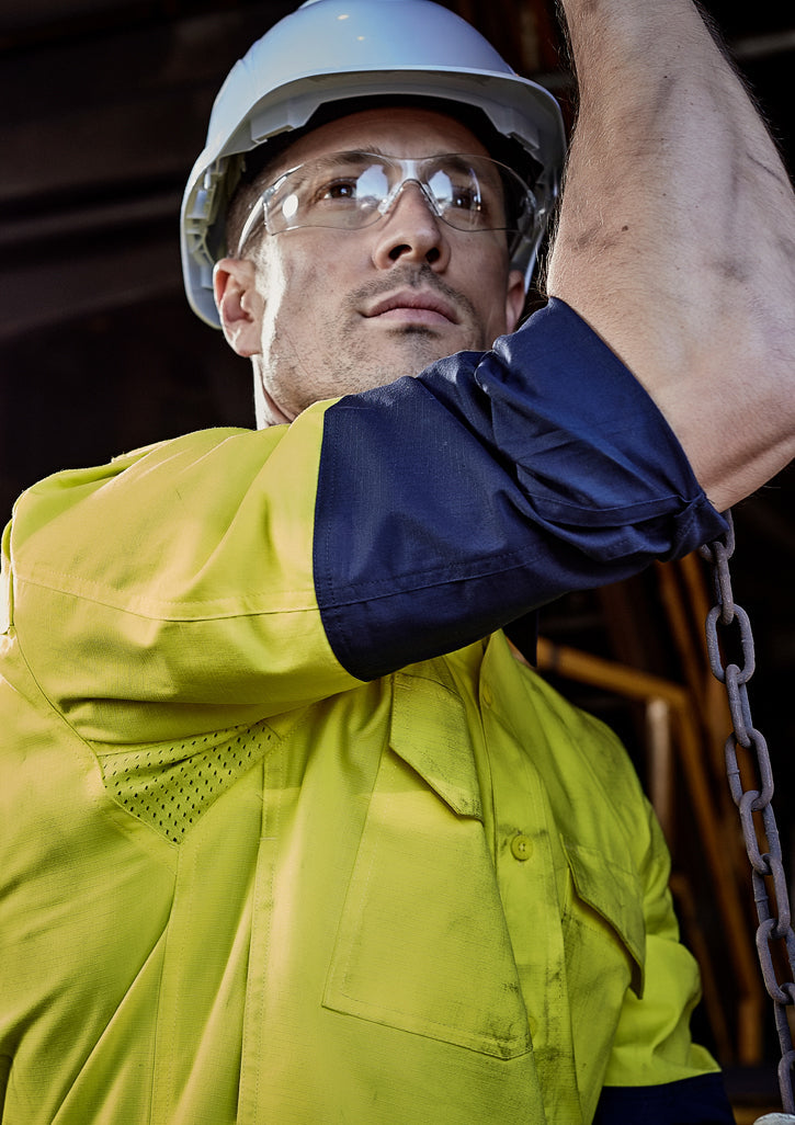 ZW128-Mens Rugged Cooling Hi Vis Spliced Shirt
