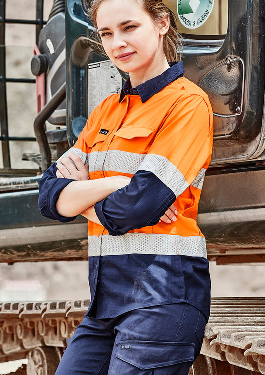 ZW720-Womens Rugged Cooling Taped Hi Vis Spliced Shirt
