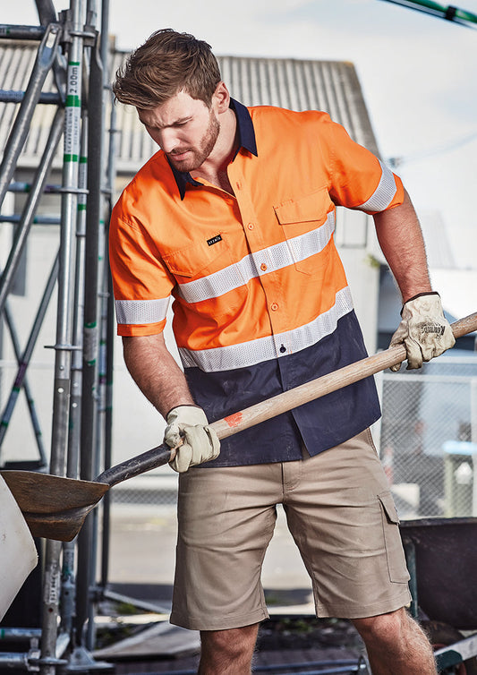 ZW835-Mens Rugged Cooling Taped Hi Vis Spliced S/S Shirt