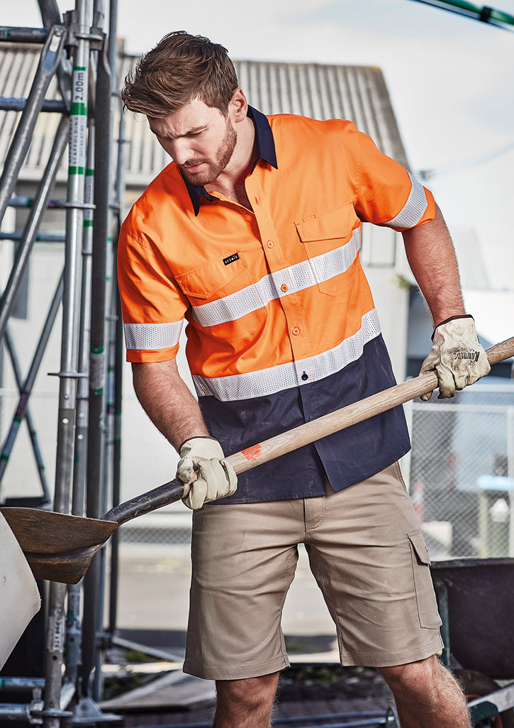 ZW835-Mens Rugged Cooling Taped Hi Vis Spliced S/S Shirt