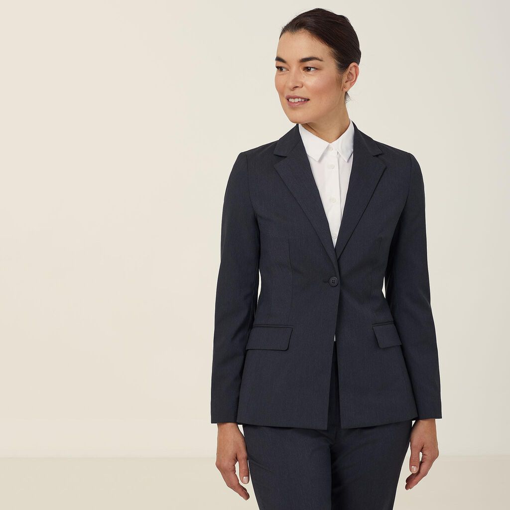 POLY VISCOSE STRETCH 1 BUTTON MID-LENGTH JACKET