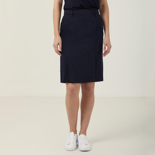POLY VISCOSE GABERDINE FLEX WAIST PLEAT SKIRT
