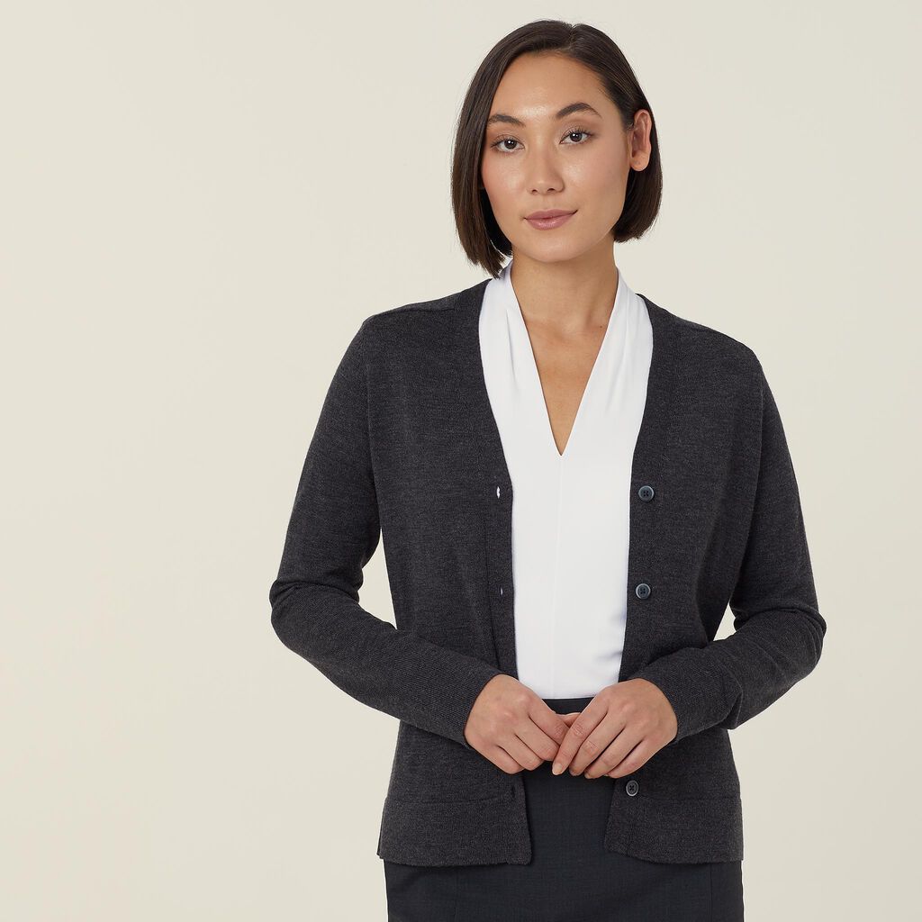 MERINO WOOL V-NECK CARDIGAN