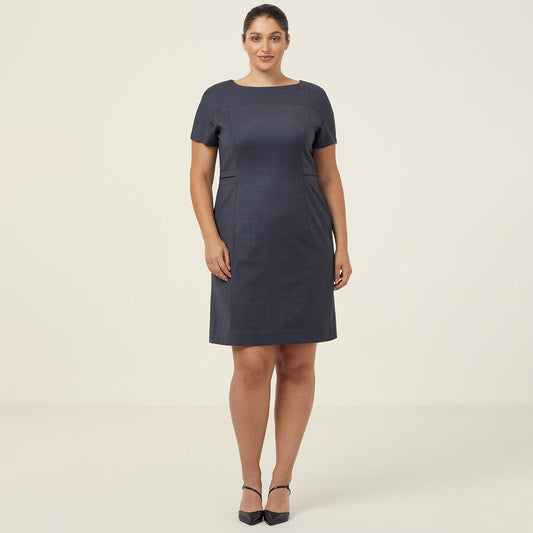 CAT6BE-Sharkskin Short Sleeve Detail Dress