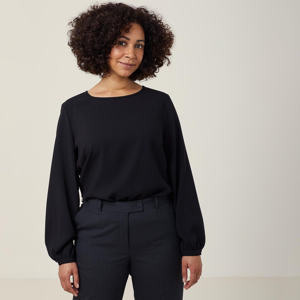 HEAVY STRETCH GEORGETTE LONG SLEEVE BLOUSE