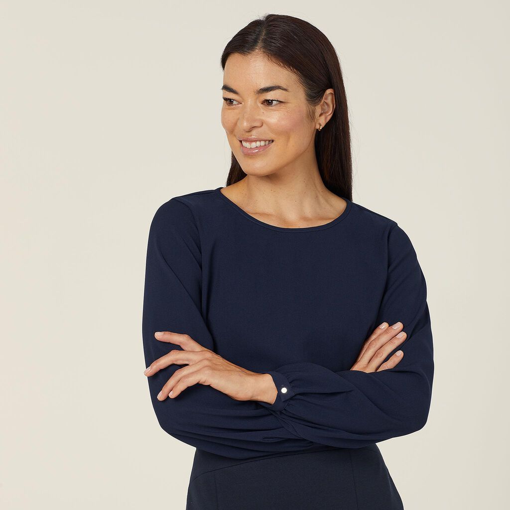 HEAVY STRETCH GEORGETTE LONG SLEEVE BLOUSE