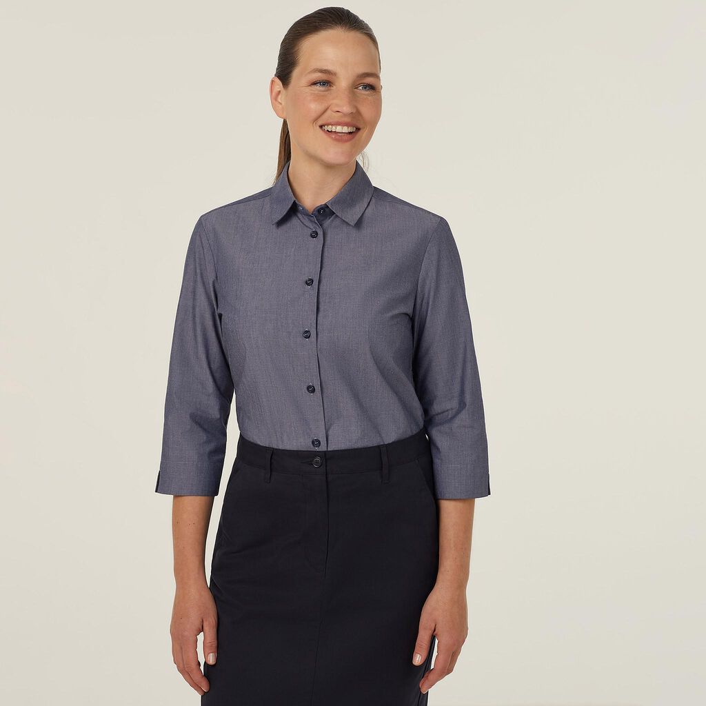 POLY COTTON END ON END 3/4 SLEEVE SHIRT