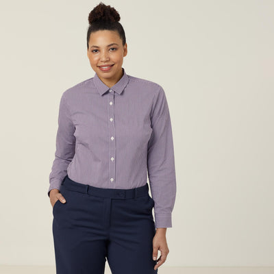 WOMEN'S AVIGNON GINGHAM CHECKERED LONGSLEEVES-SLIM SHIRT