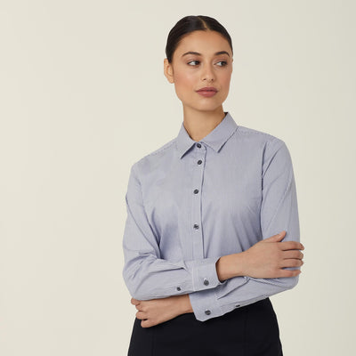WOMEN'S AVIGNON GINGHAM CHECKERED LONGSLEEVES-SLIM SHIRT