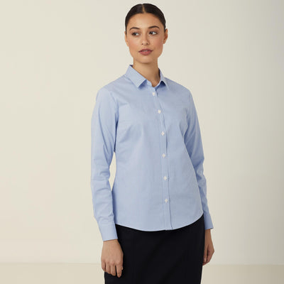 WOMEN'S AVIGNON GINGHAM CHECKERED LONGSLEEVES-SLIM SHIRT