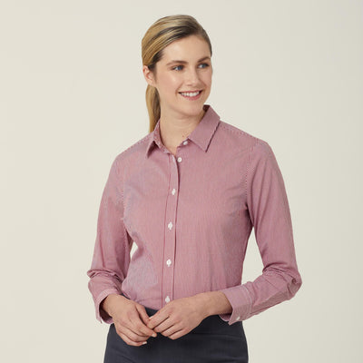 WOMEN'S AVIGNON GINGHAM CHECKERED LONGSLEEVES-SLIM SHIRT