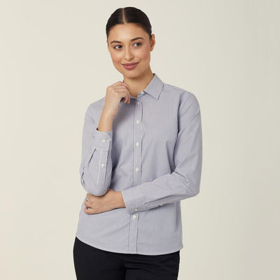 WOMEN'S AVIGNON FINE BLOCK STRIPE STRETCH LONG SLEEVE SHIRT