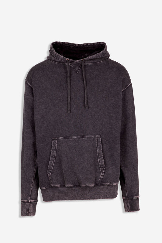 F363AW-Mens stone washed fleece hoodie