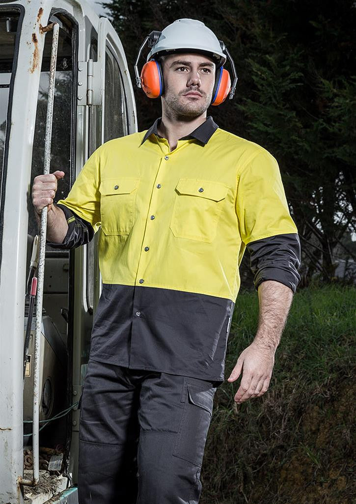 ZW122-Mens Hi Vis Spliced Industrial Shirt