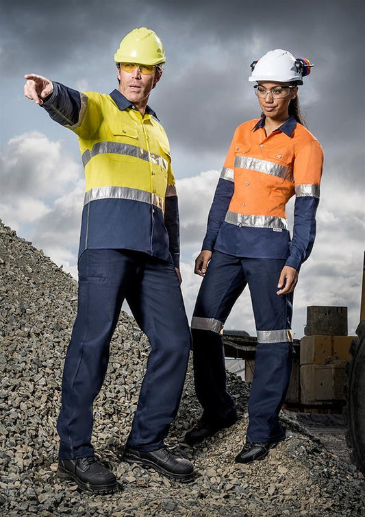 ZW123-Mens Hi Vis Spliced Industrial Shirt - Hoop Taped
